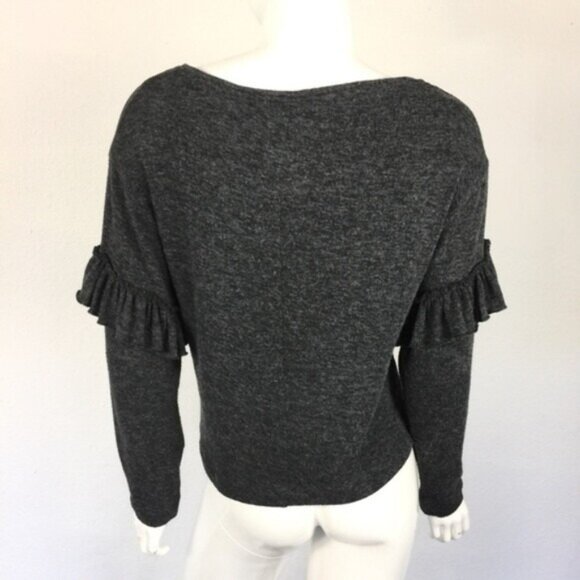 Zara Sweater Small Gray Stretch Soft Boat Neck - Picture 5 of 6